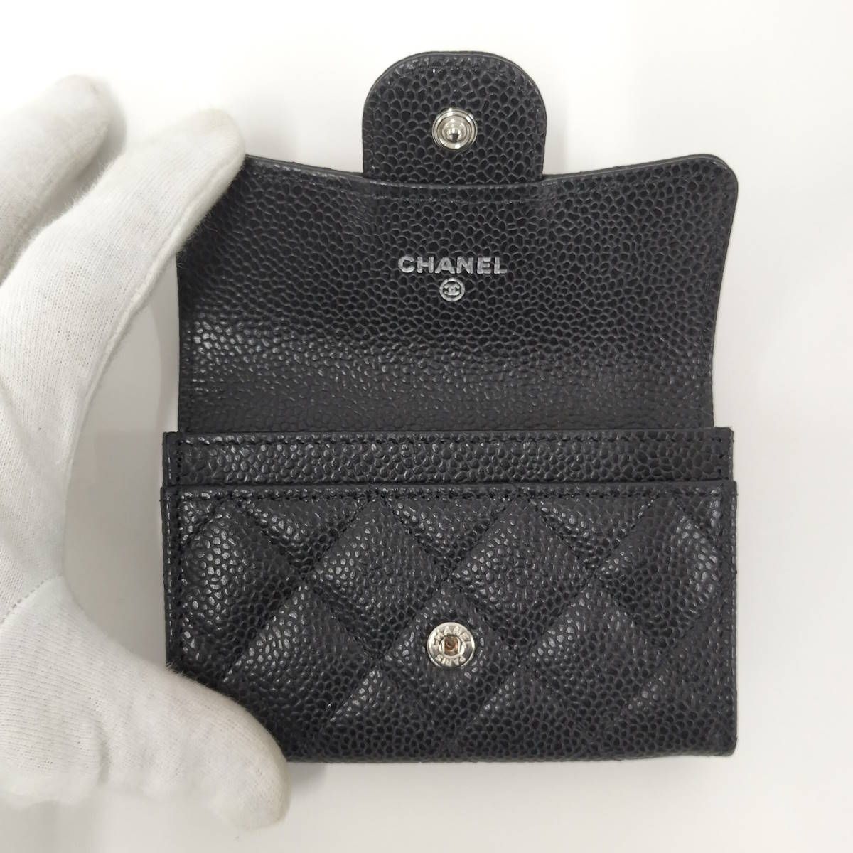 CHANEL マトラッセ クラシック フラップ カードケース レザー ブラック AP 0214