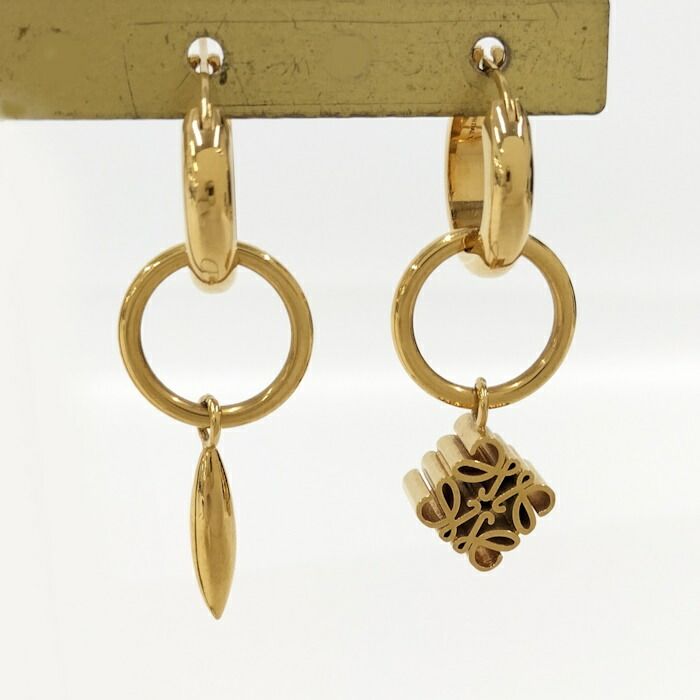 LOEWE ピアス アナグラム アシンメトリー メッキ ゴールド