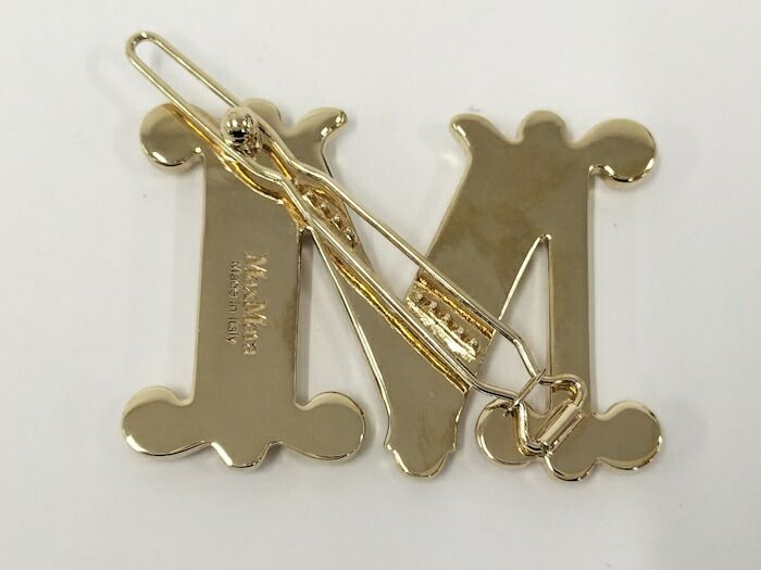 MaxMara BATHC ヘアクリップ メッキ ゴールド ラインストーン