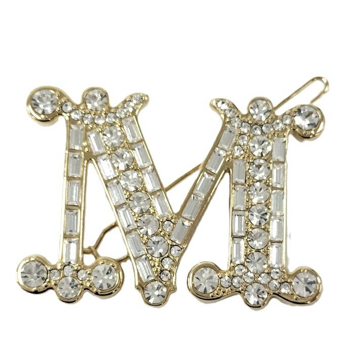 MaxMara BATHC ヘアクリップ メッキ ゴールド ラインストーン