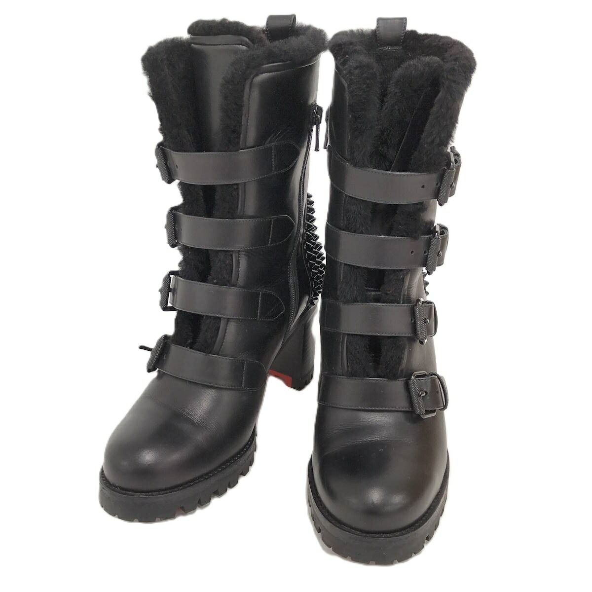 Christian Louboutin グローリーマウント ブーツ シアリングスパイク スタッズ レザー ブラック