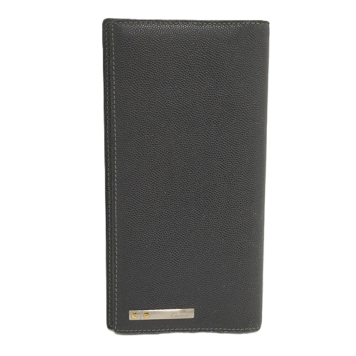 美品✨ 保存袋 箱付き カルティエ 長財布 サントス 二つ折り レザー ブラック Cartier カルティエ メンズ長財布 二つ折り サントス ロングウォレット