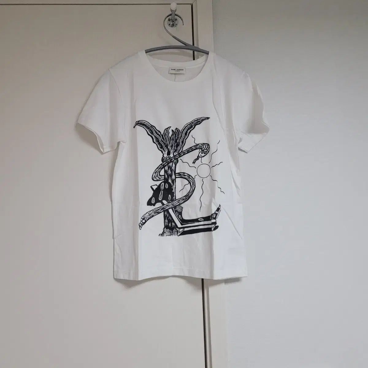 Saint Laurent サンローラン 白 YVES イヴ プリンティング 半袖 Tシャツ
