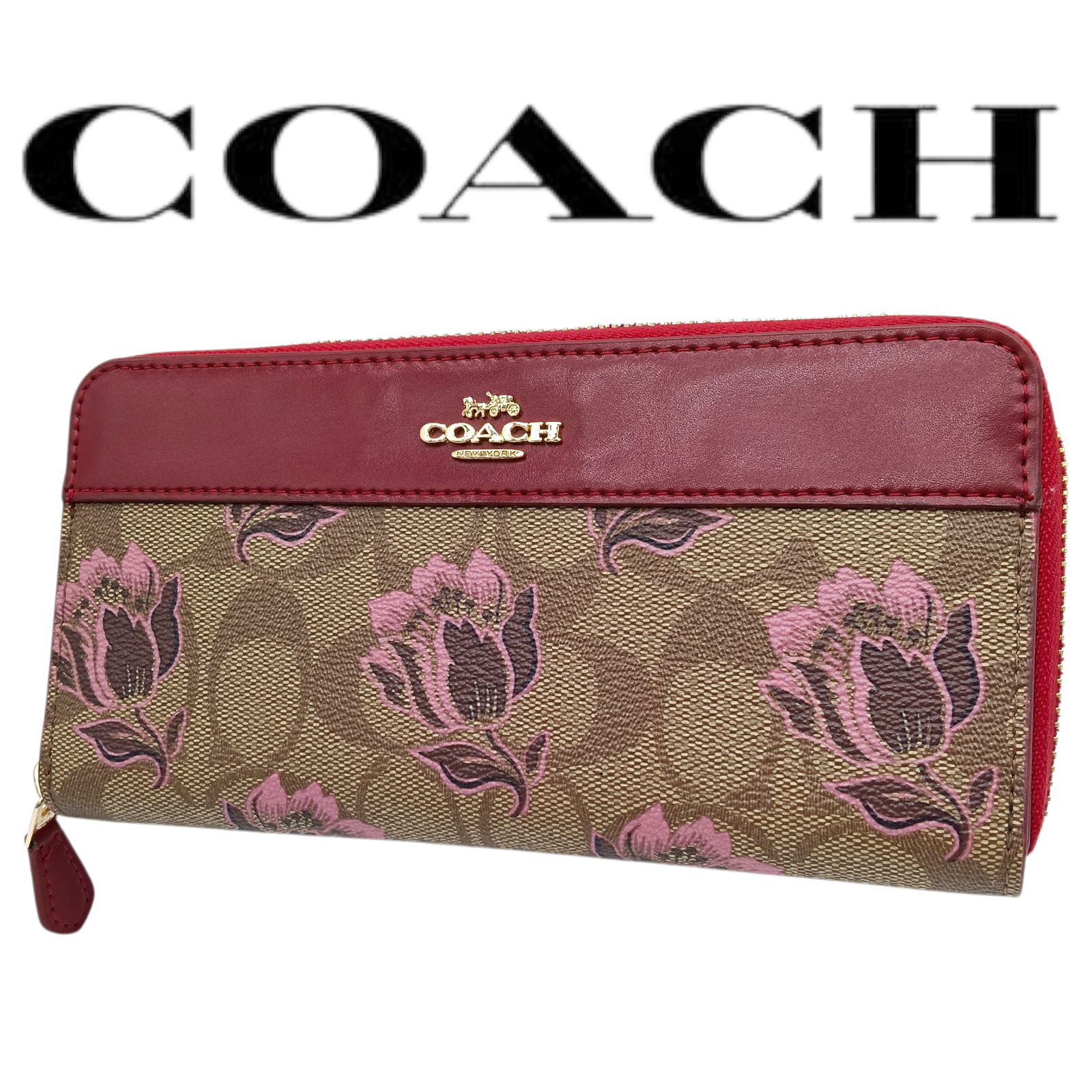 COACH　コーチ　長財布　シグネチャー　花柄　F76871　ラウンドファスナー COACH コーチ 長財布 シグネチャー 花柄 F76871 ラウンドファスナー