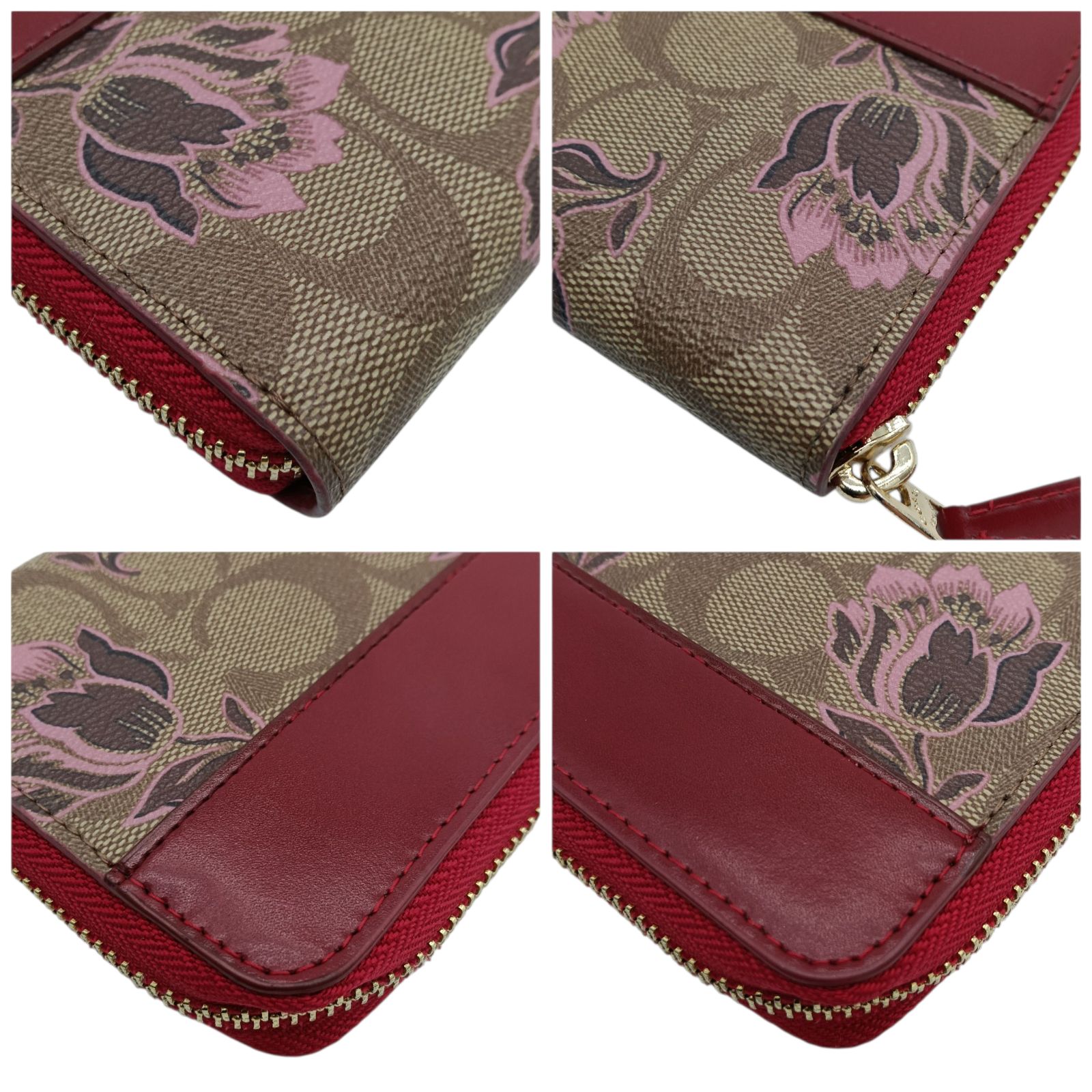 ❦COACH❦花柄レザー長財布 ✦新品未使用品✦付属品有◎ COACH コーチ 長財布 シグネチャー 花柄 F76871 フラワー 花 ラウンド