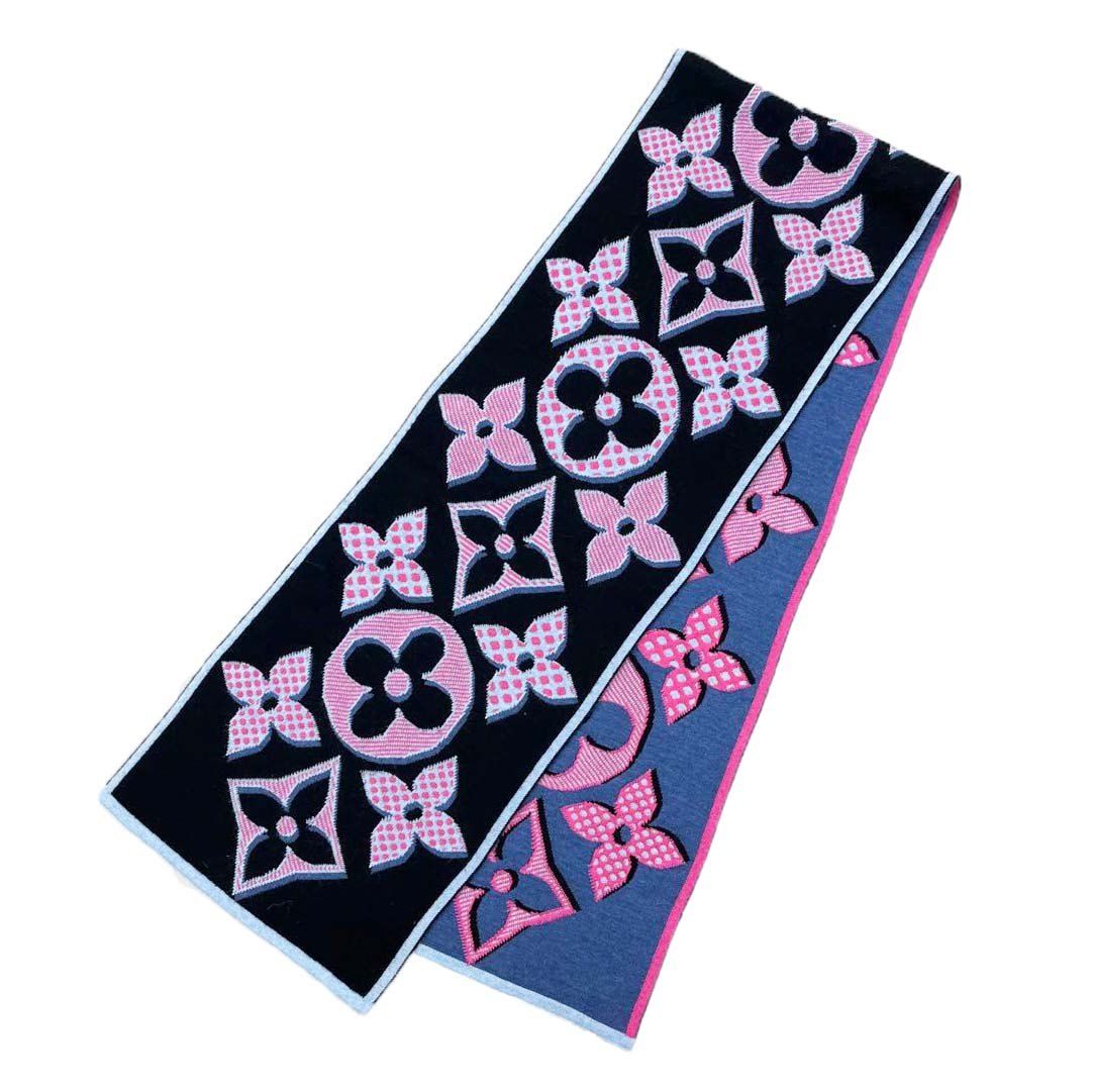 LOUIS VUITTON ルイヴィトン LV マフラー M 73895 エシャルプ ジャイアントポップ ウール100% リバーシブル 箱有 4393