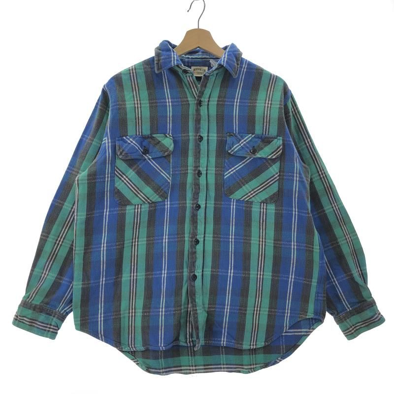 中古】FIVE BROTHER 90s チェックネルシャツ L ブルー ファイブ