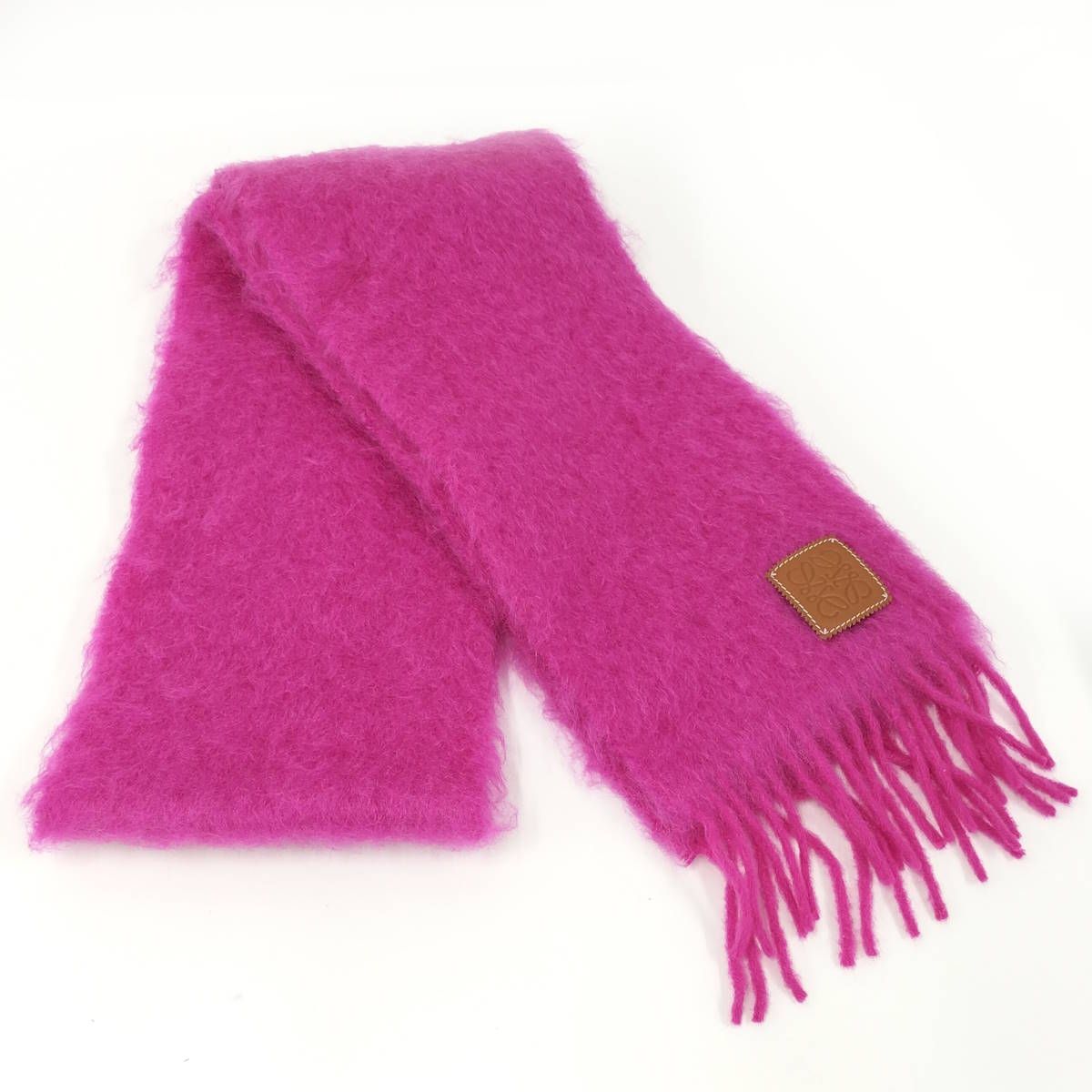 LOEWE マフラー モヘヤ ウール ナイロン ピンク