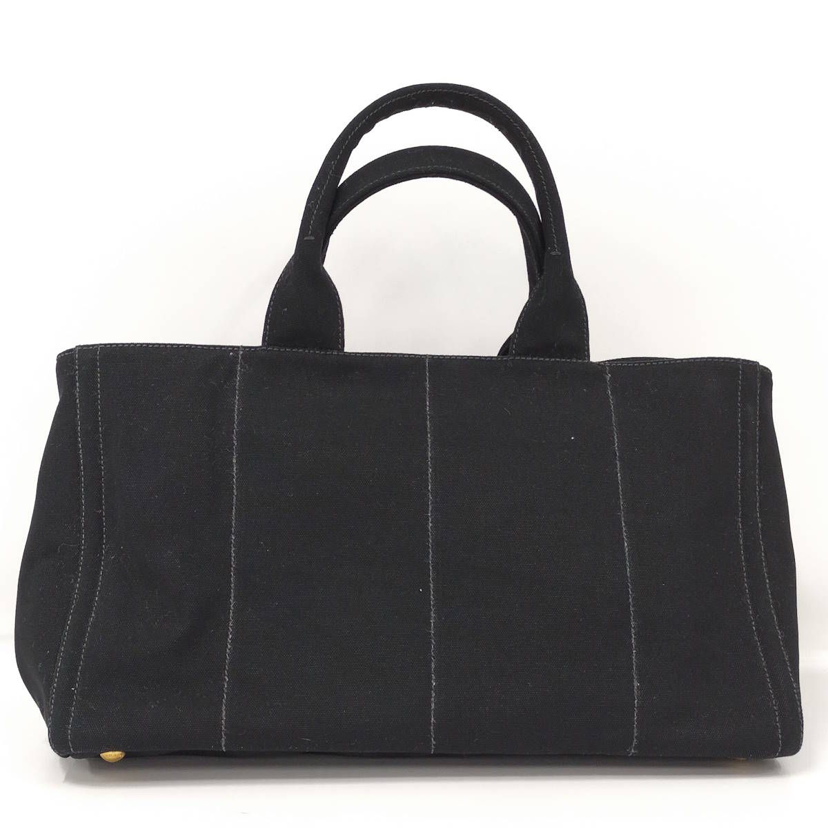 PRADA カナパ トートバッグ ビジュー 三角プレートキャンバス ブラック