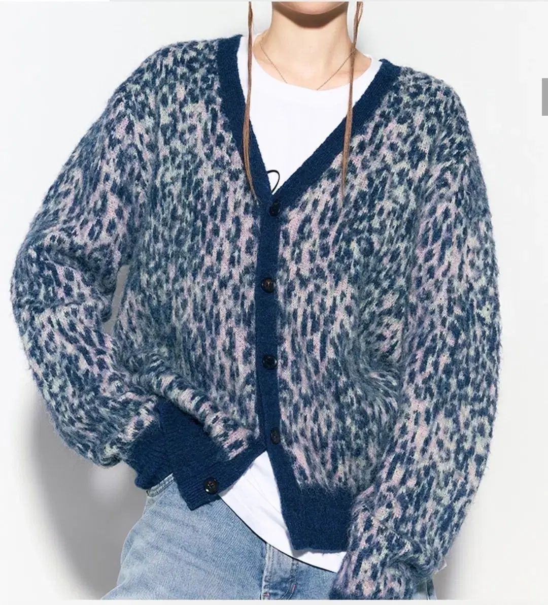 OH If ～また逢えたら～ ヒョウ柄 レオパード ニット カーディガン ネイビー