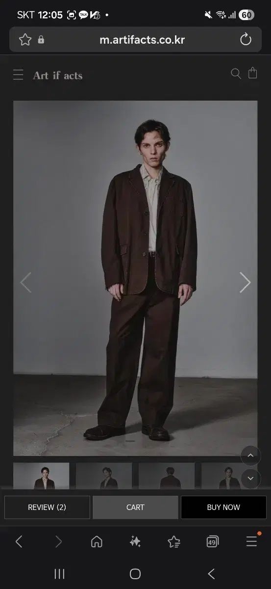 ART IF ACTS ウォッシュド 3ボタン ブレーザー ダークブラウン