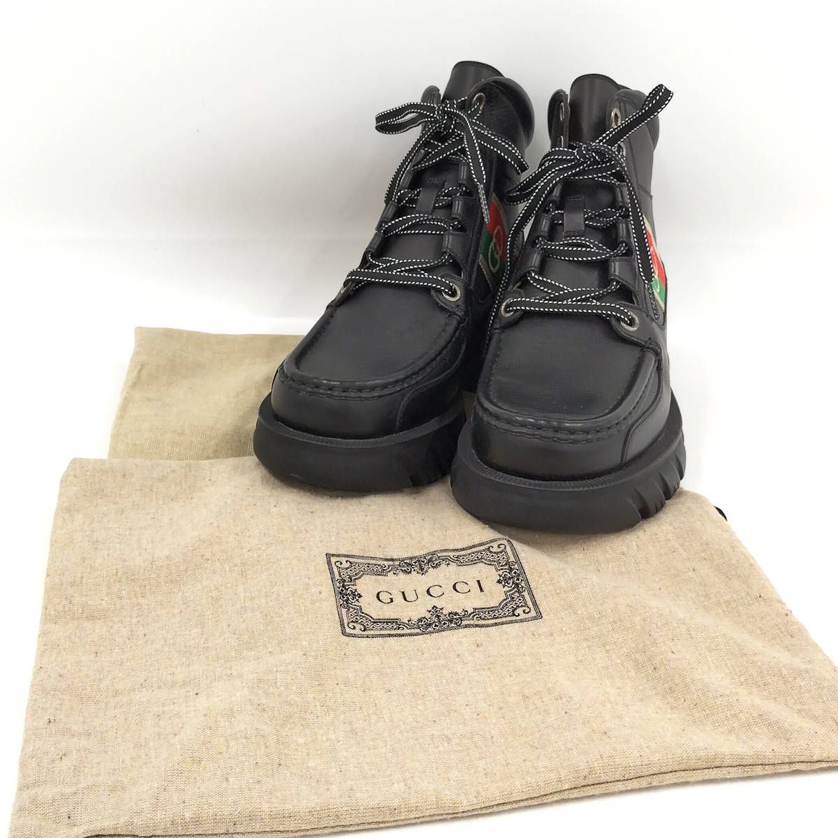 GUCCI アンクルブーツ インターロッキングG レースアップ ショート