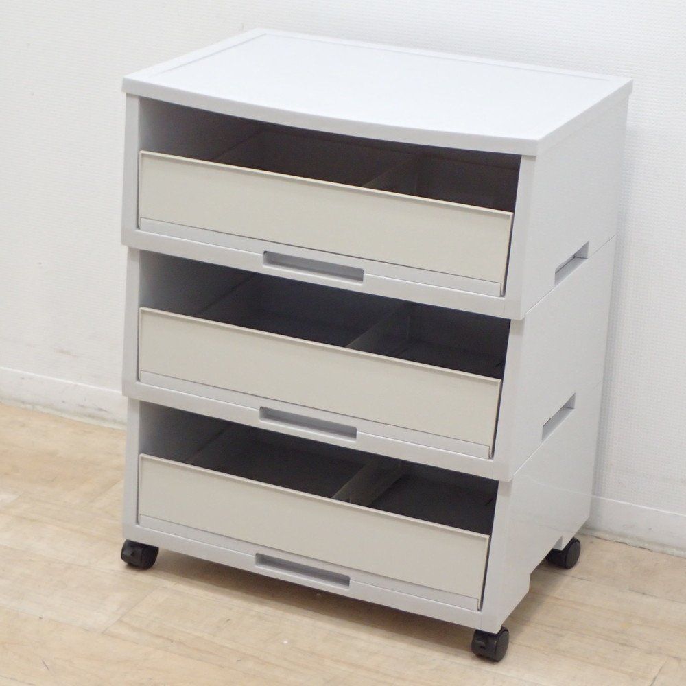 テラモト ペーパー分類ボックス 3段 A 4 グレー 引き出し キャスター付き 収納 書類棚 EG 19299 オフィス家具