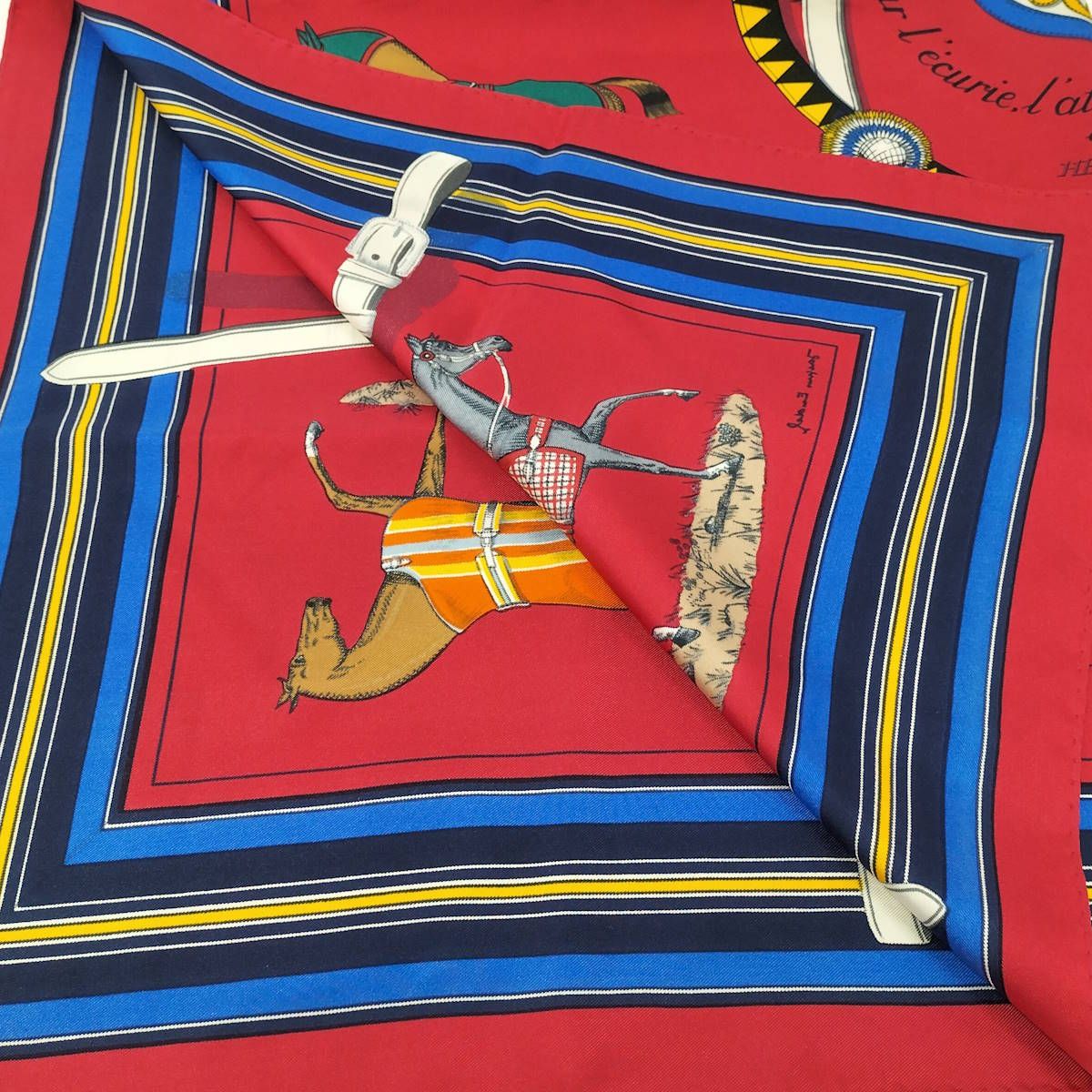 HERMES カレ90 スカーフ Couvertures et Tenues de Jour 馬着 シルク