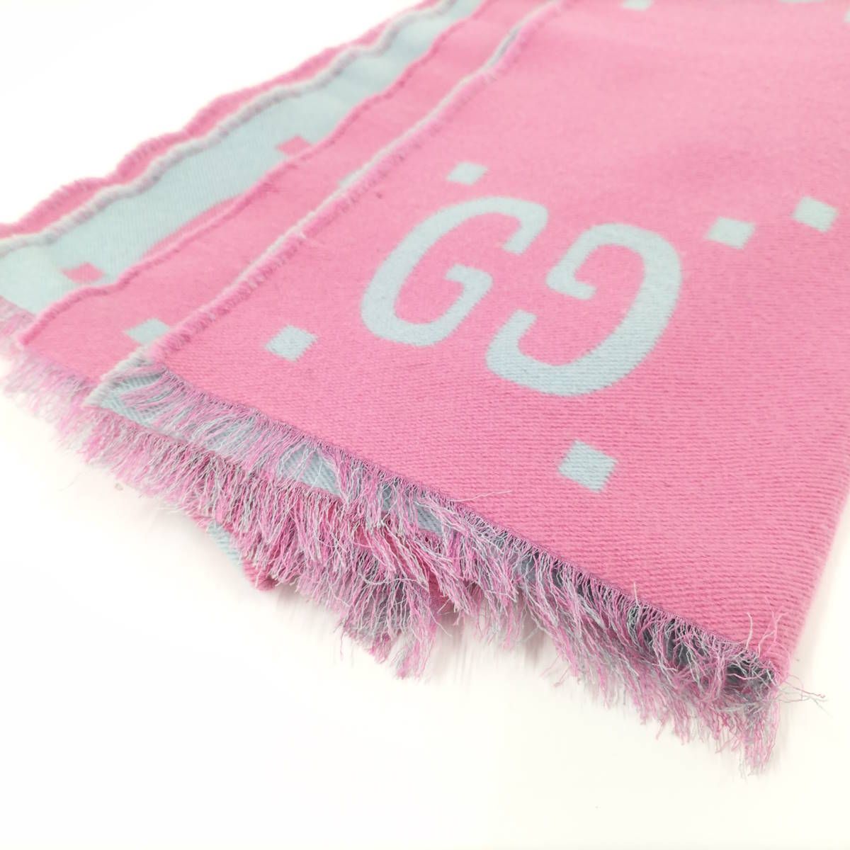 GUCCI マフラー GG柄 ウール91％ シルク9％ ピンク