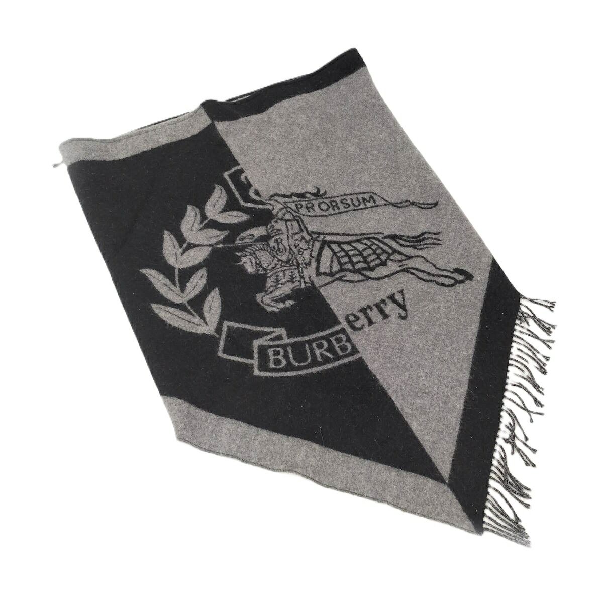 BURBERRY ストール ウール カシミヤ ブラック グレー