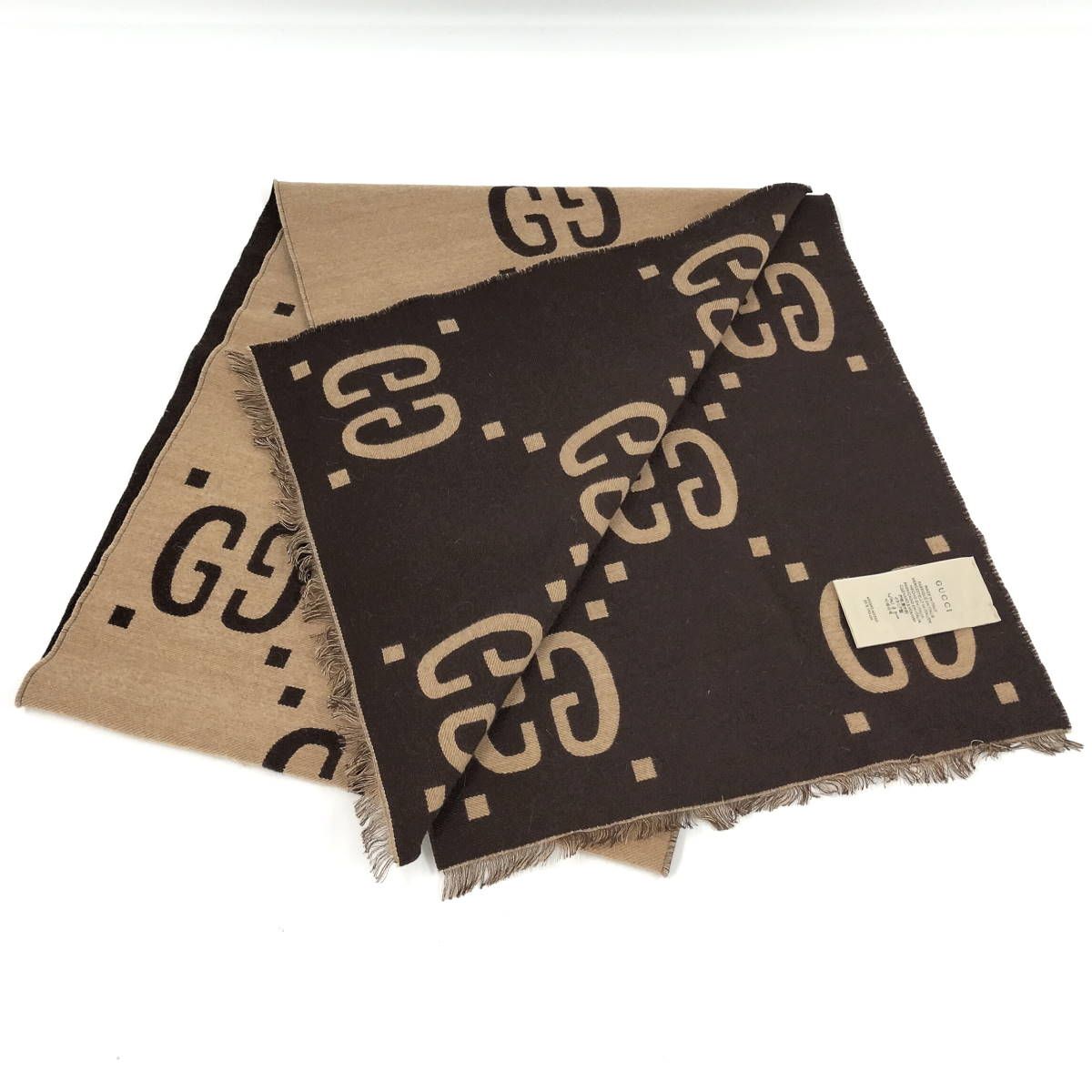 GUCCI マフラー GGジャガード ベージュ 495592