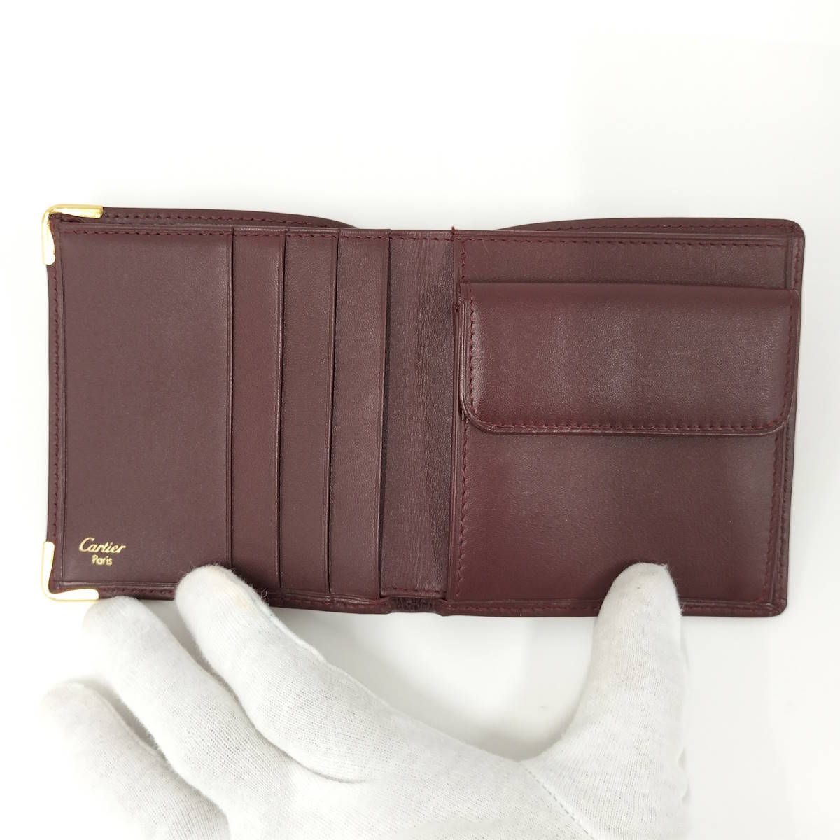 Cartier 二つ折り財布 レザー ボルドー - メルカリ