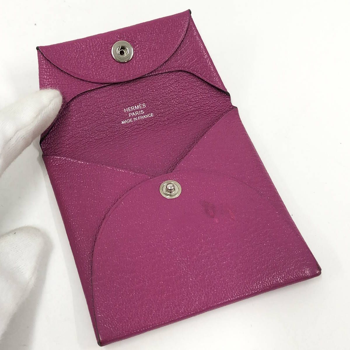 HERMES バスティア コインケース レザー マグノリア パープル系 C刻印