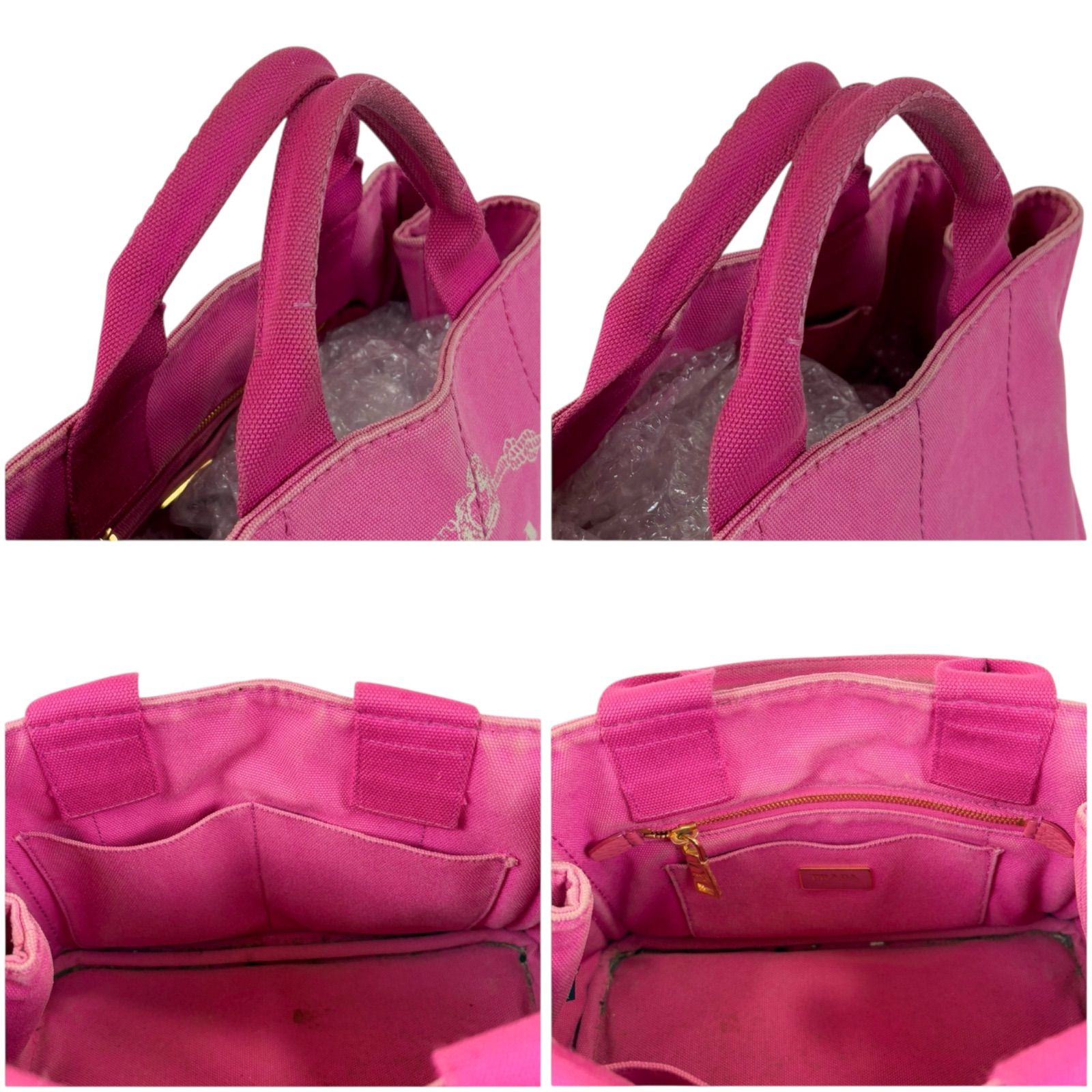 プラダ PRADA ミニトートバッグ カナパ ハンドバッグ ピンク 