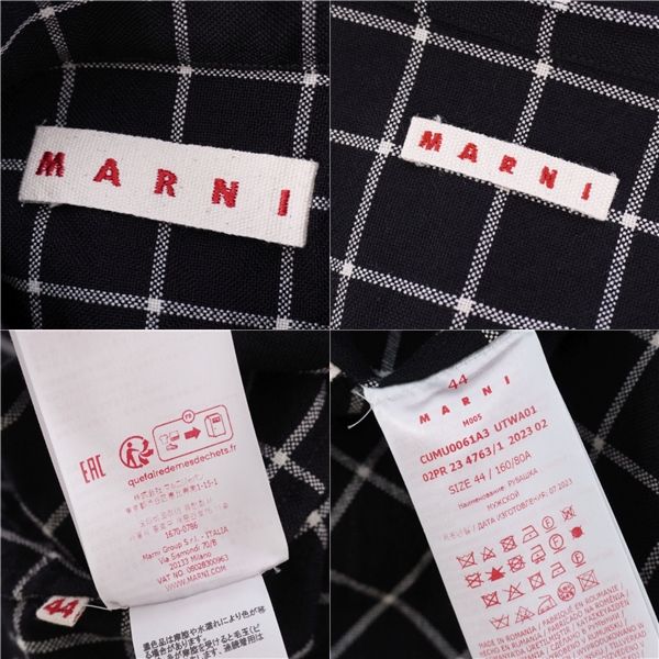 マルニ ウール チェック ハーフジップ シャツ 長袖 プルオーバー