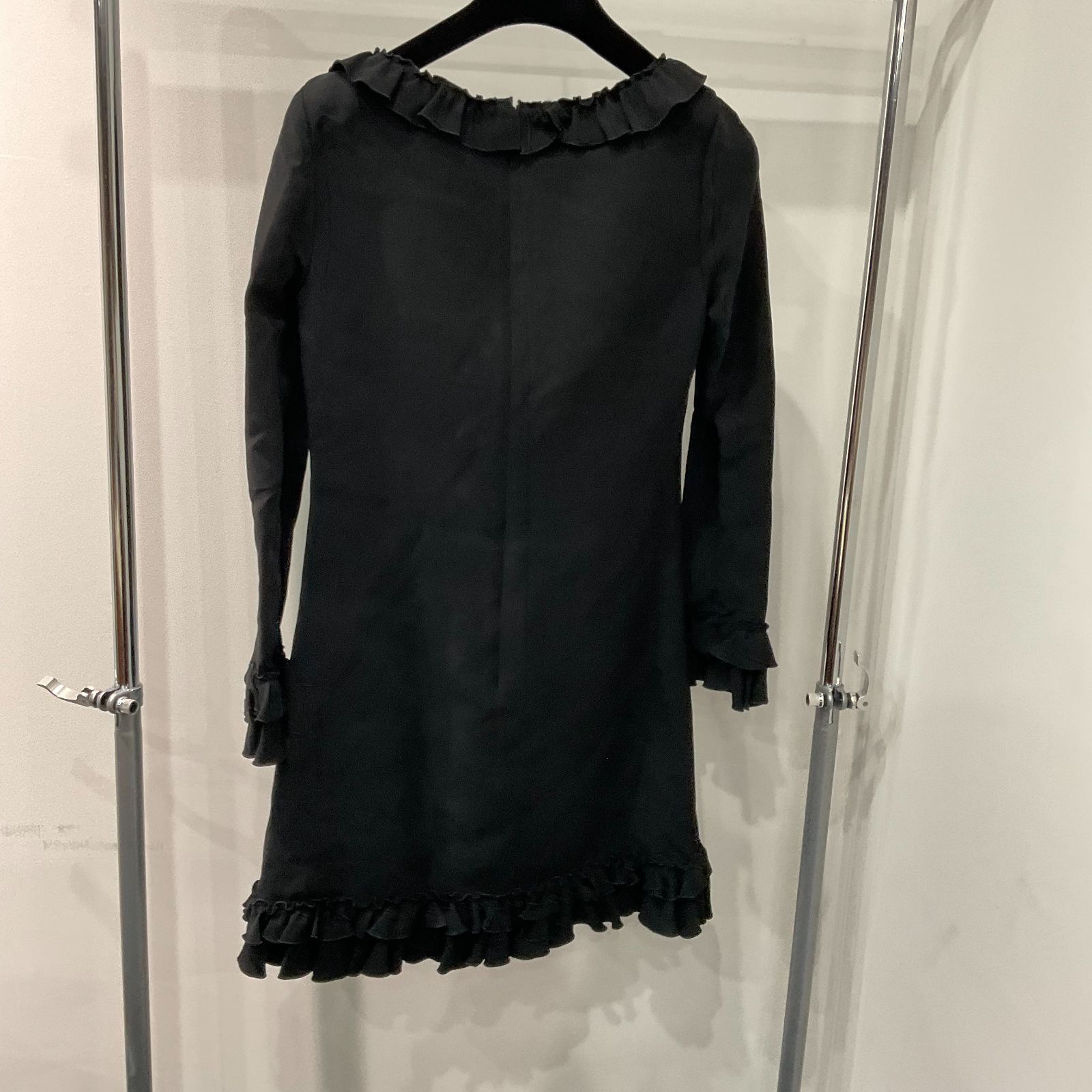 GUCCI フリル付き黒ワンピース グッチ フリルワンピース ブラック ロング タグ付き サイズ38