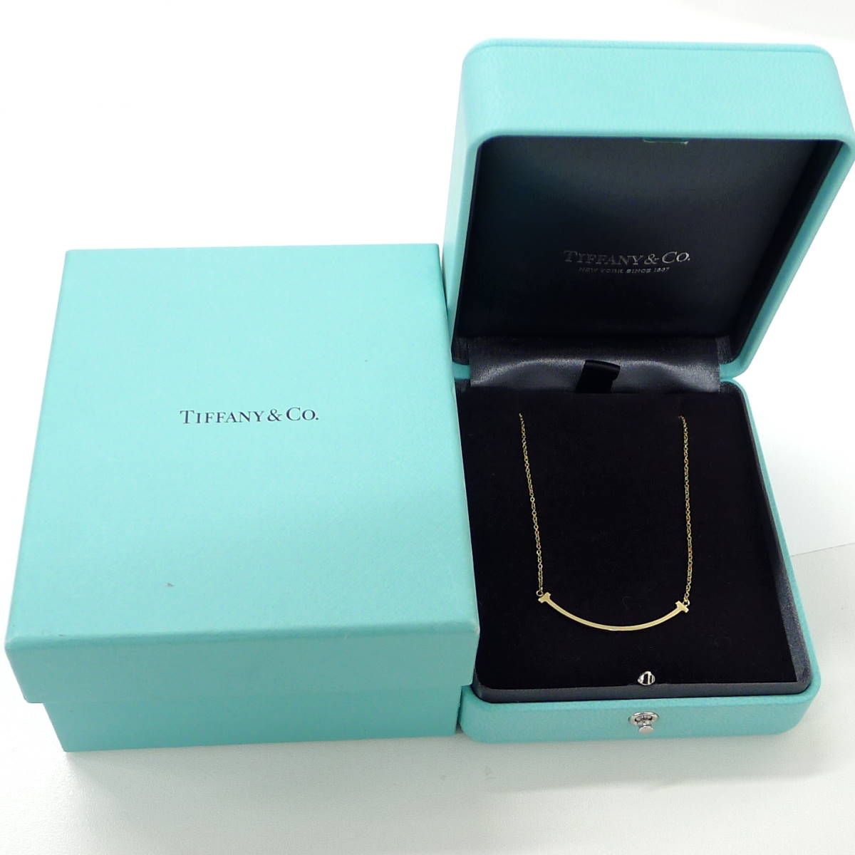Tiffany＆Co. ネックレス Tスマイル スモール 750YG K18YG イエロー