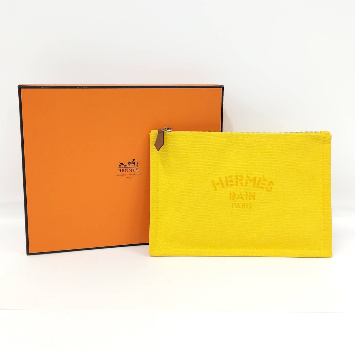 HERMES ヨッティングPM ポーチ キャンバス イエロー - メルカリ