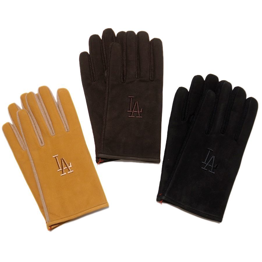 INFIELDER DESIGN MLB LOS ANGELES DODGERS NUBACK GLOVE BLACK|BROWN|CAMEL インフィールダーデザイン 通販 手袋 グローブ ヌバック LA ロサンゼルス ドジャース ロゴ メジャーリーグ
