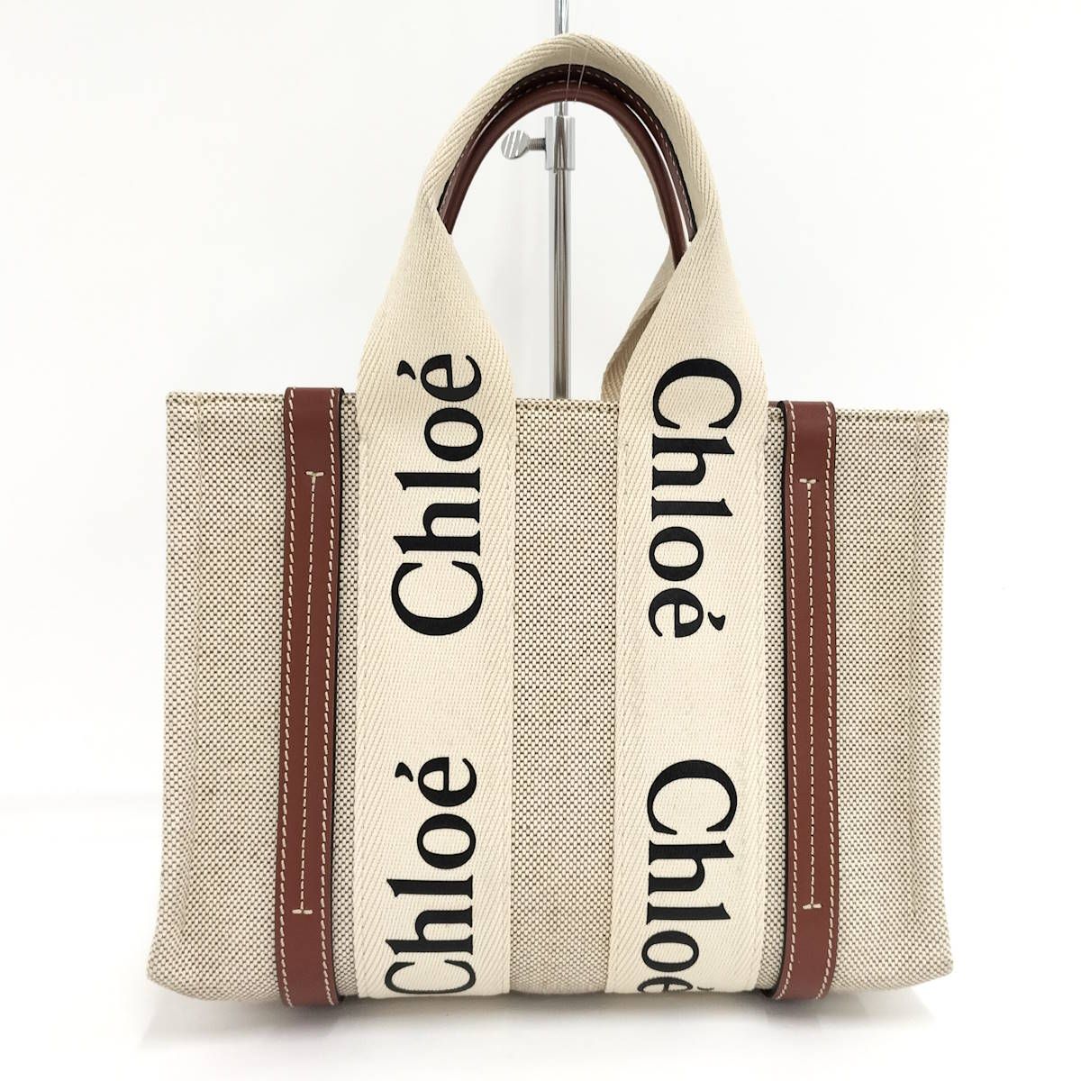 Chloe ウッディ ハンドバッグ キャンバス ベージュ - メルカリ