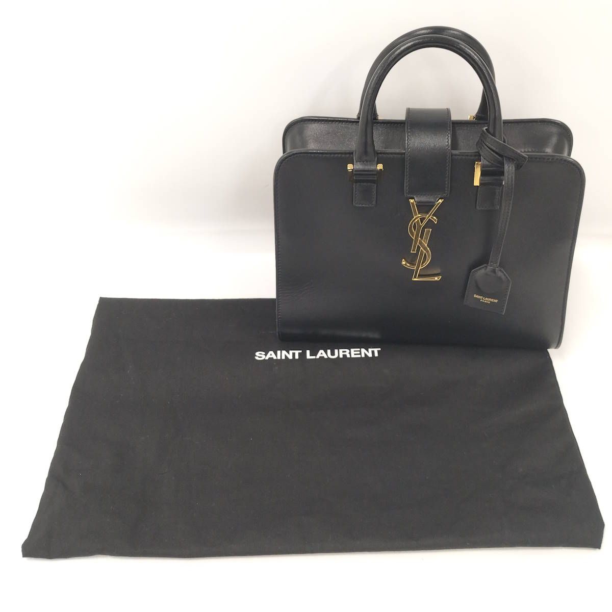 Saint Laurent ベイビーカバス ハンドバッグ レザー ブラック 568853