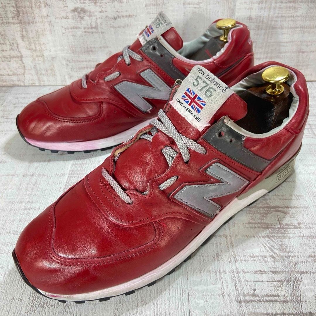 new balance ニューバランス M576 RED レザースニーカー - メルカリ