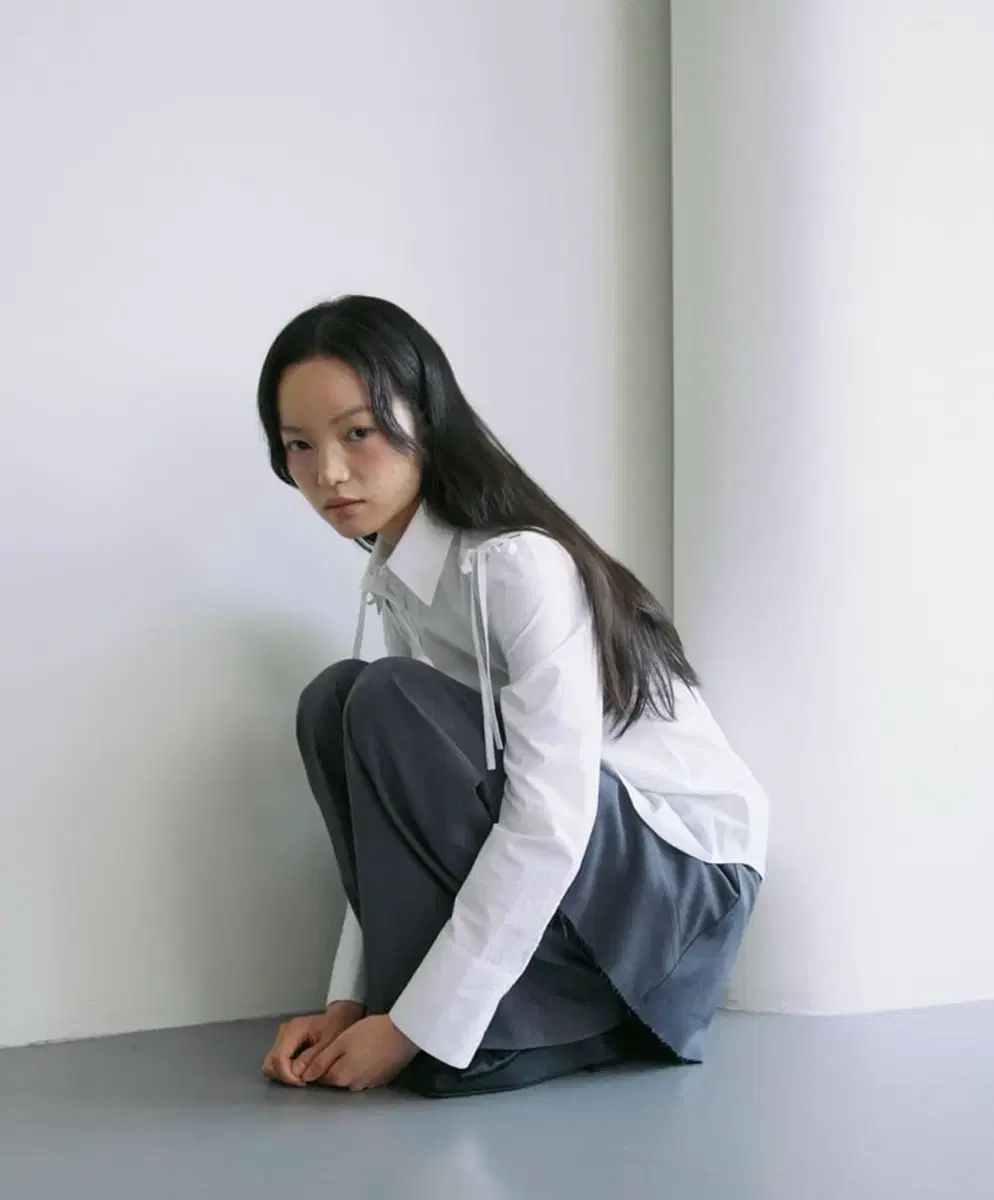 Youshim ユーシム リー リボン シャツ 白