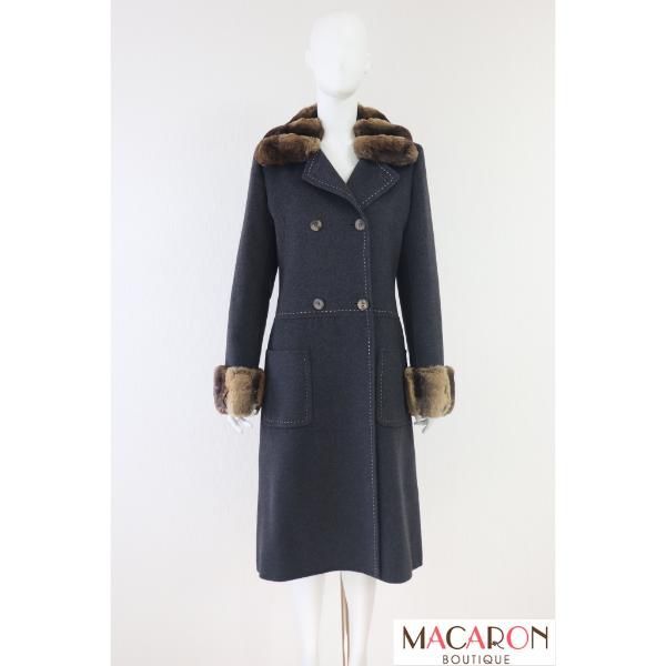 FOXEY チンチラファーカシミアステッチコート 18523 グレー フォクシー