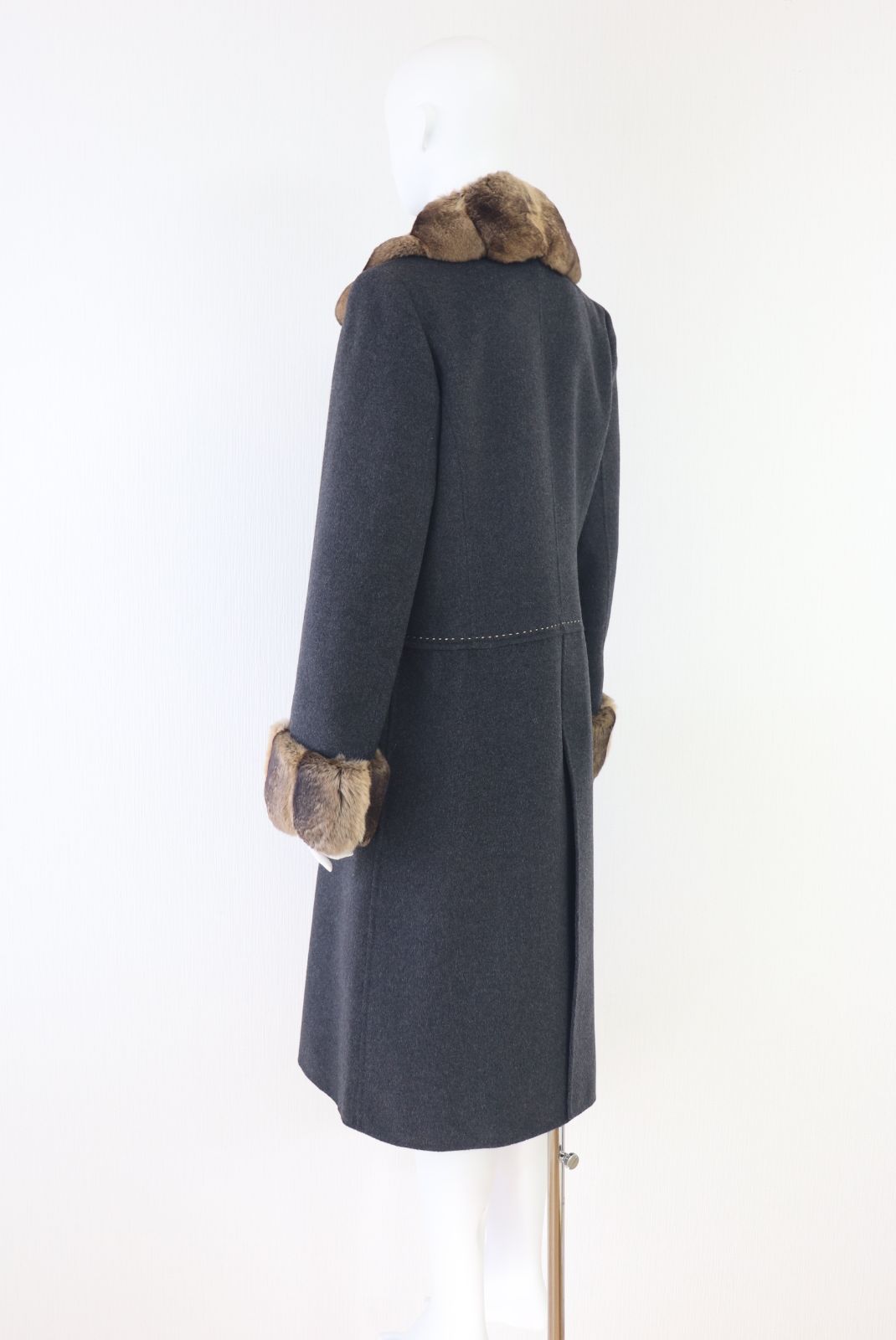 FOXEY チンチラファーカシミアステッチコート 18523 グレー フォクシー