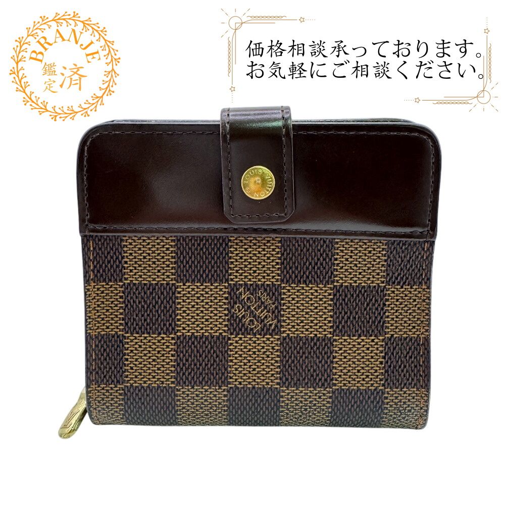 LOUIS VUITTON ルイヴィトン N 61668 コンパクトジップ 二つ折り財布 ブラウン ユニセックス