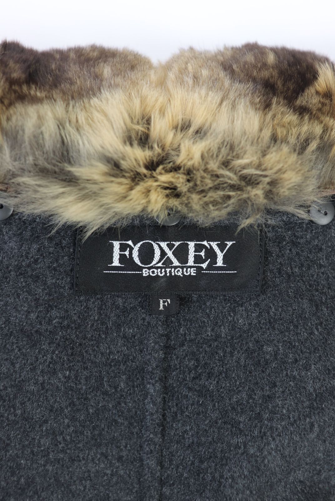 FOXEY チンチラファーカシミアステッチコート 18523 グレー フォクシー