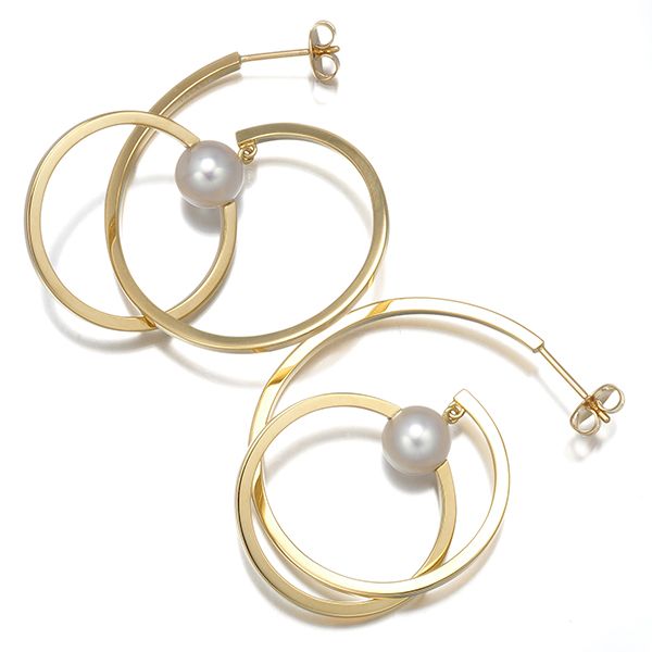 TASAKI タサキ ピアス パール 真珠 7.6mm キネティック K18YG #180673