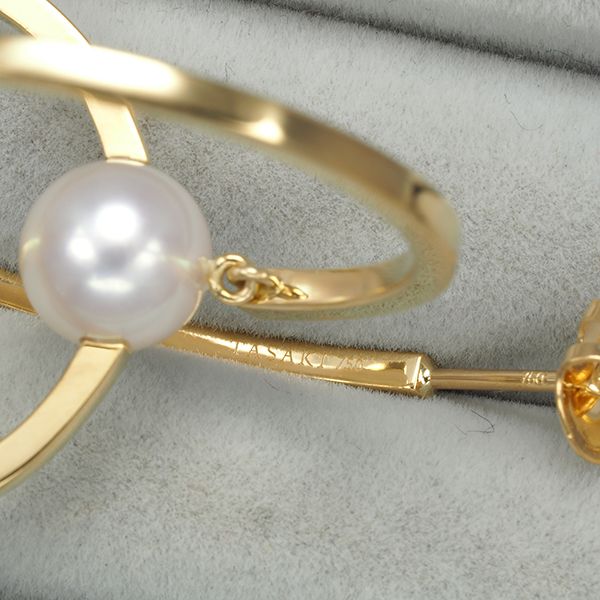 TASAKI タサキ ピアス パール 真珠 7.6mm キネティック K18YG #180673