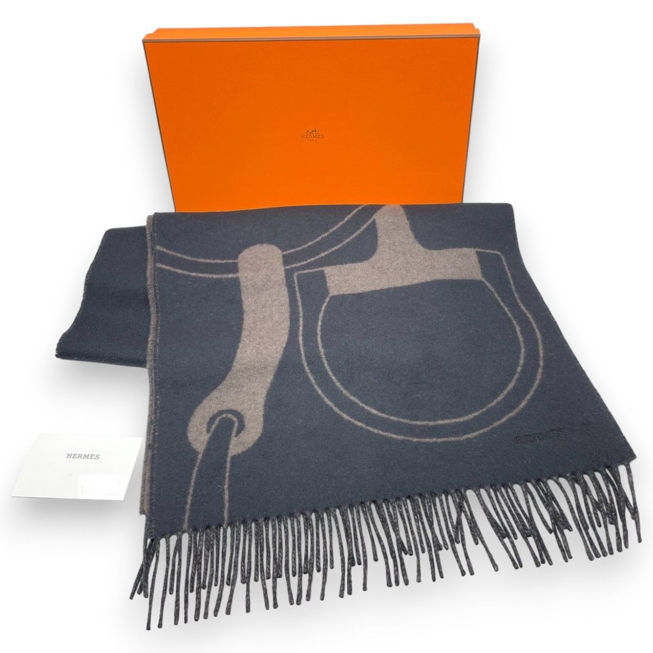  エルメス マフラー メタル エケストル 黒 カフェ カシミヤ マフラー 小物