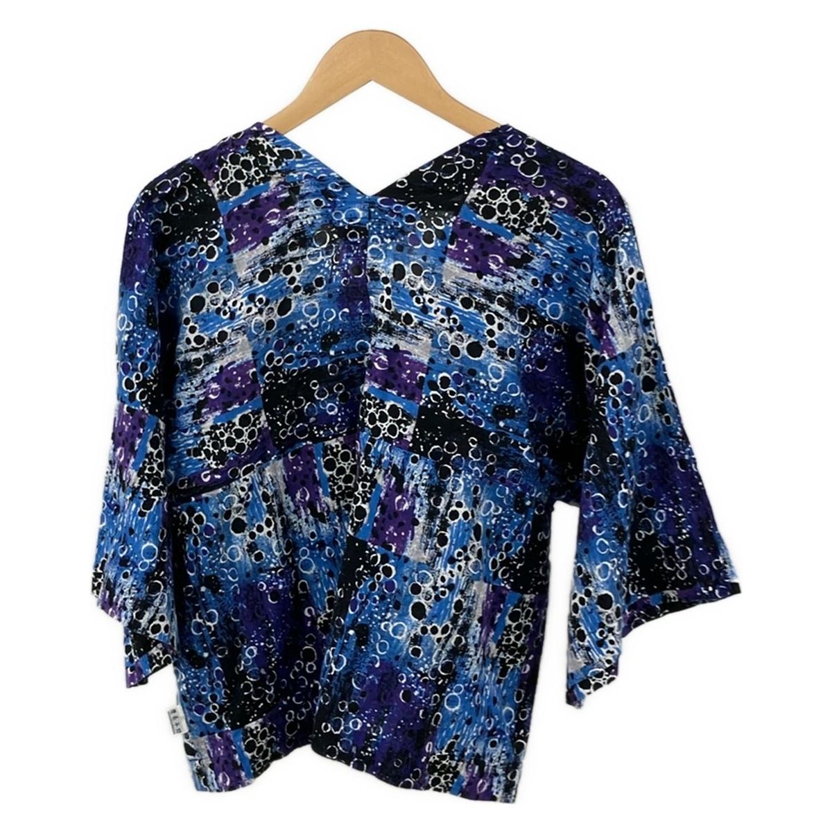 SOU ソウソウ 半袖カットソー サイズS レディース - ブルー×パープル×白 Vネック