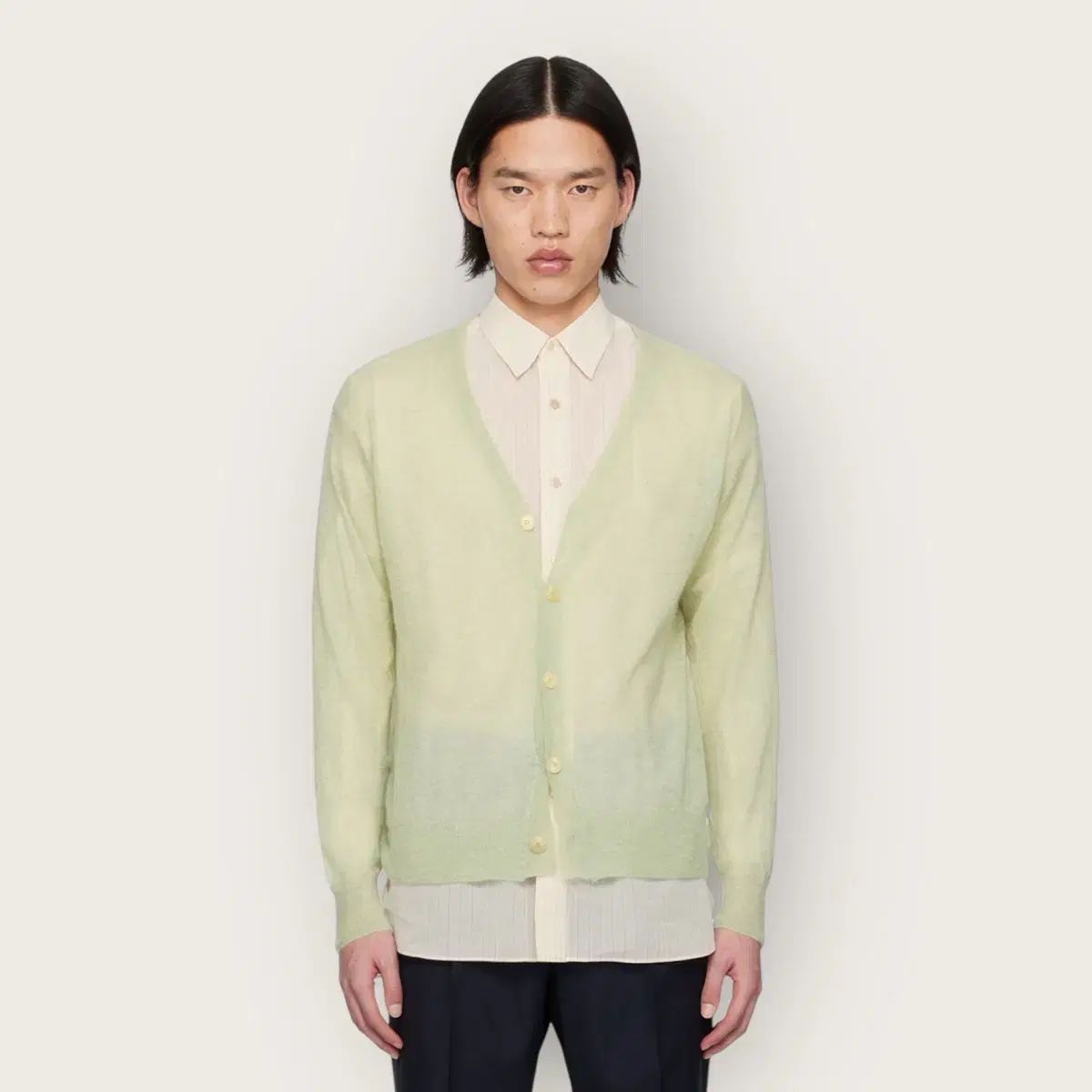 5 オーラリー 24 SS キッド モヘア シアー ニット カーディガン