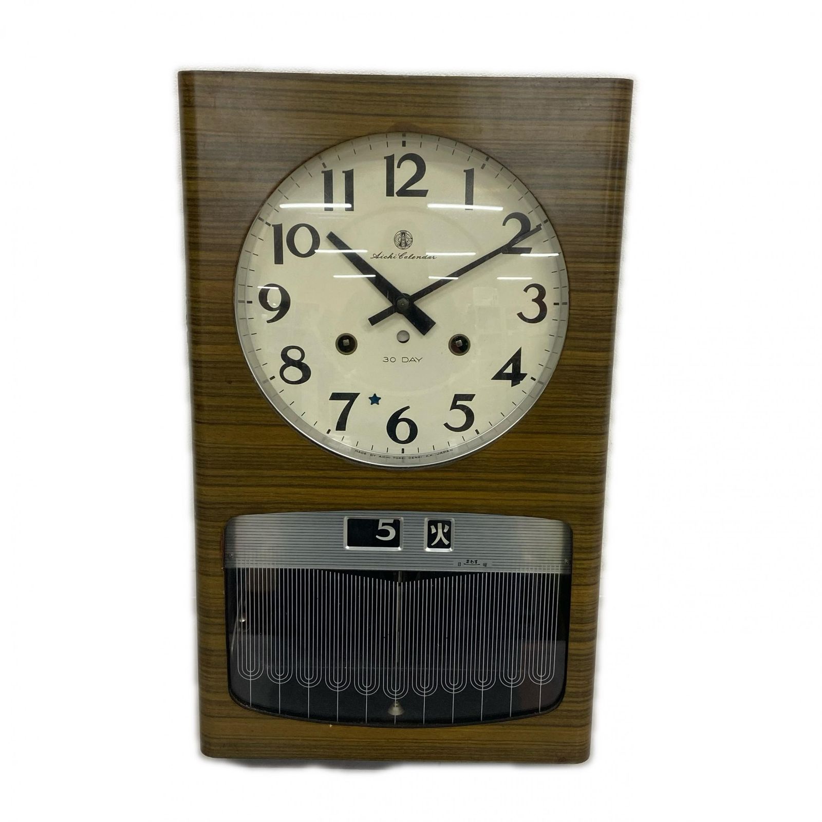 Aichi Tokei 愛知時計 AICHI CALENDAR 30 DAY 振り子時計掛時計 木目柄