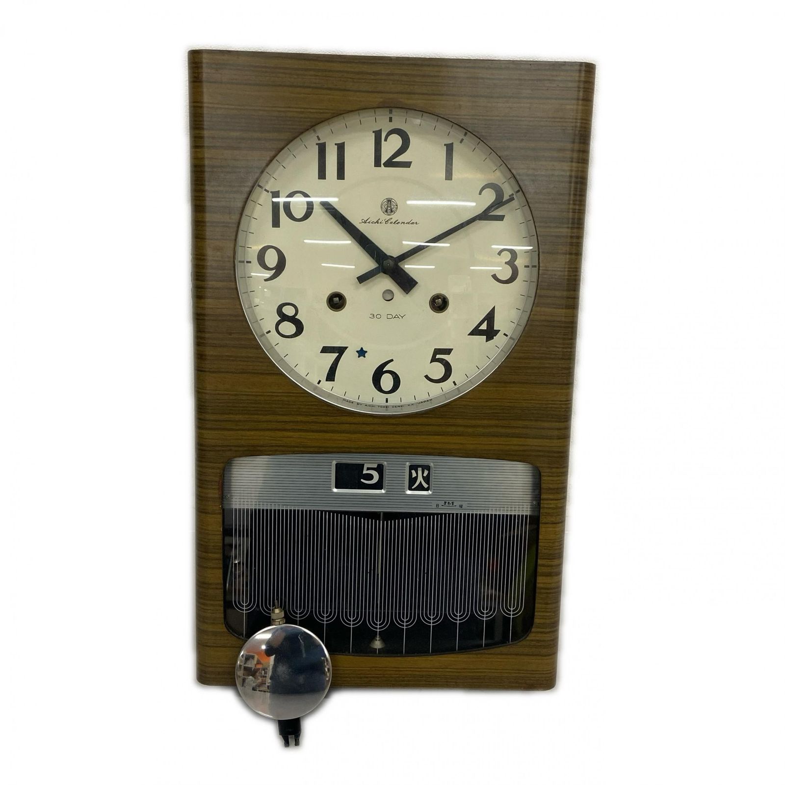 Aichi Tokei 愛知時計 AICHI CALENDAR 30 DAY 振り子時計掛時計 木目柄