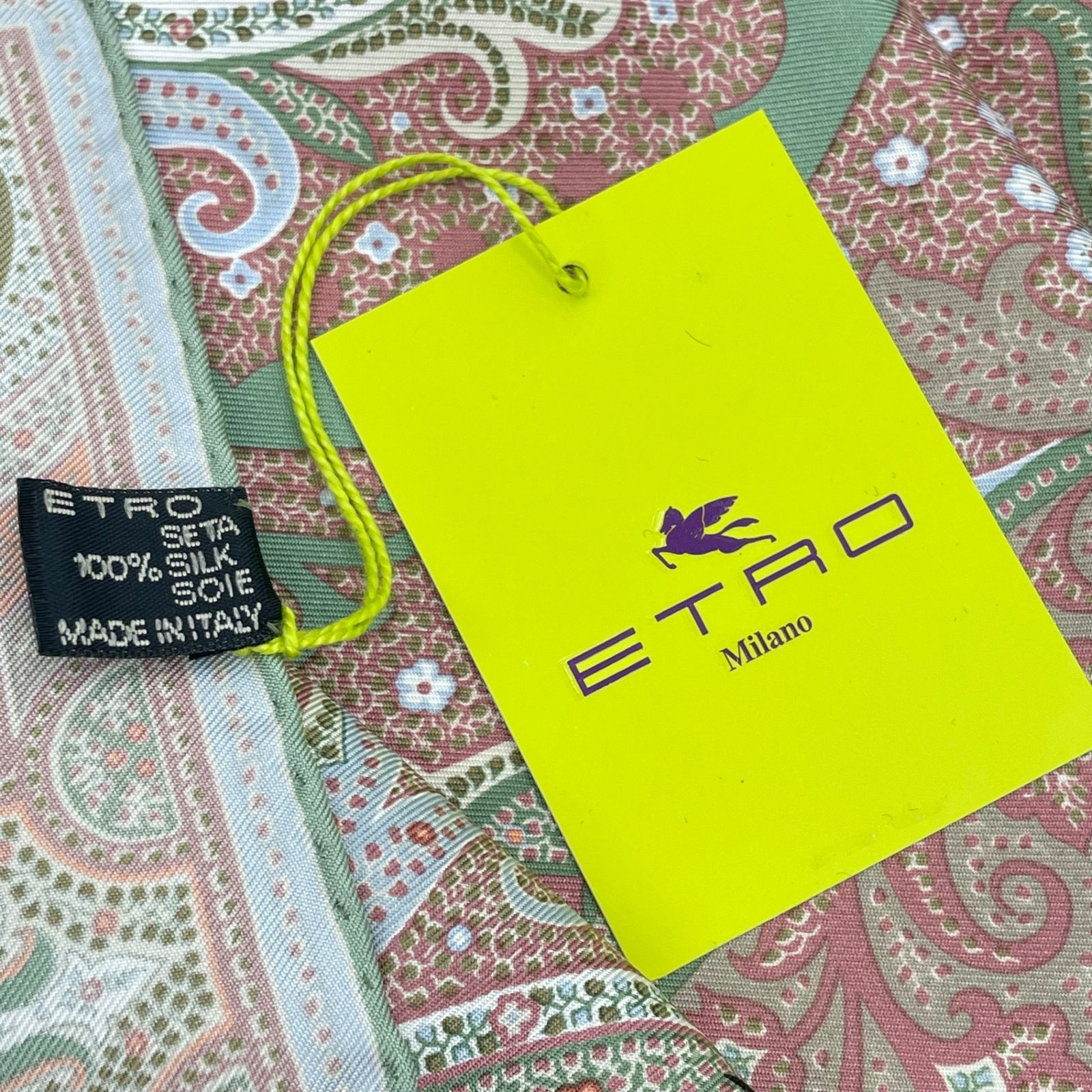 未使用品 ETRO エトロ スカーフ シルク 大判 ペイズリー柄 マルチ