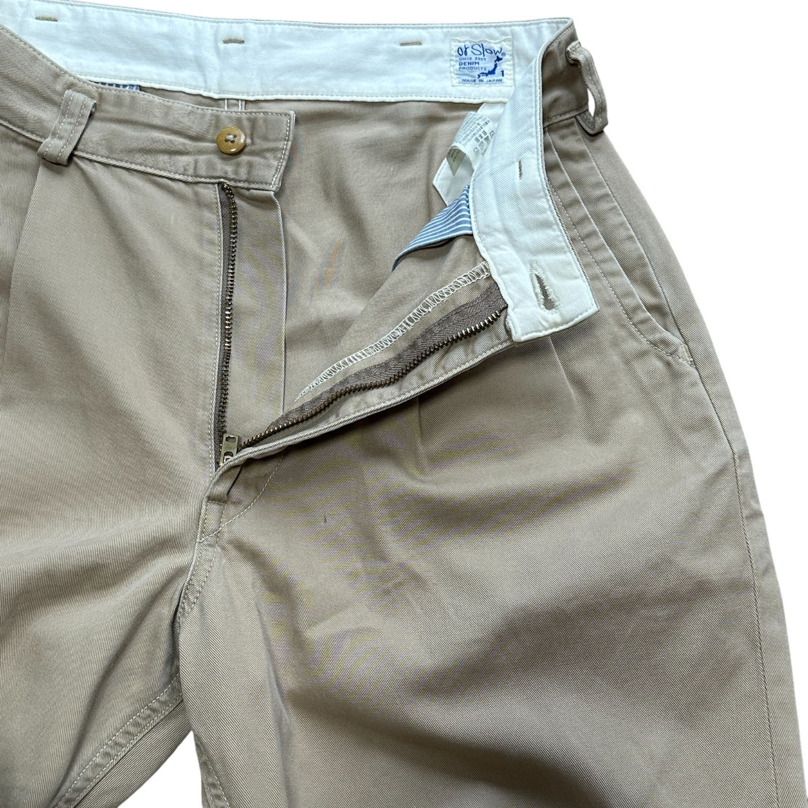 orSlow オアスロウ 日本製 クロップド タック チノパンツ ベージュ
