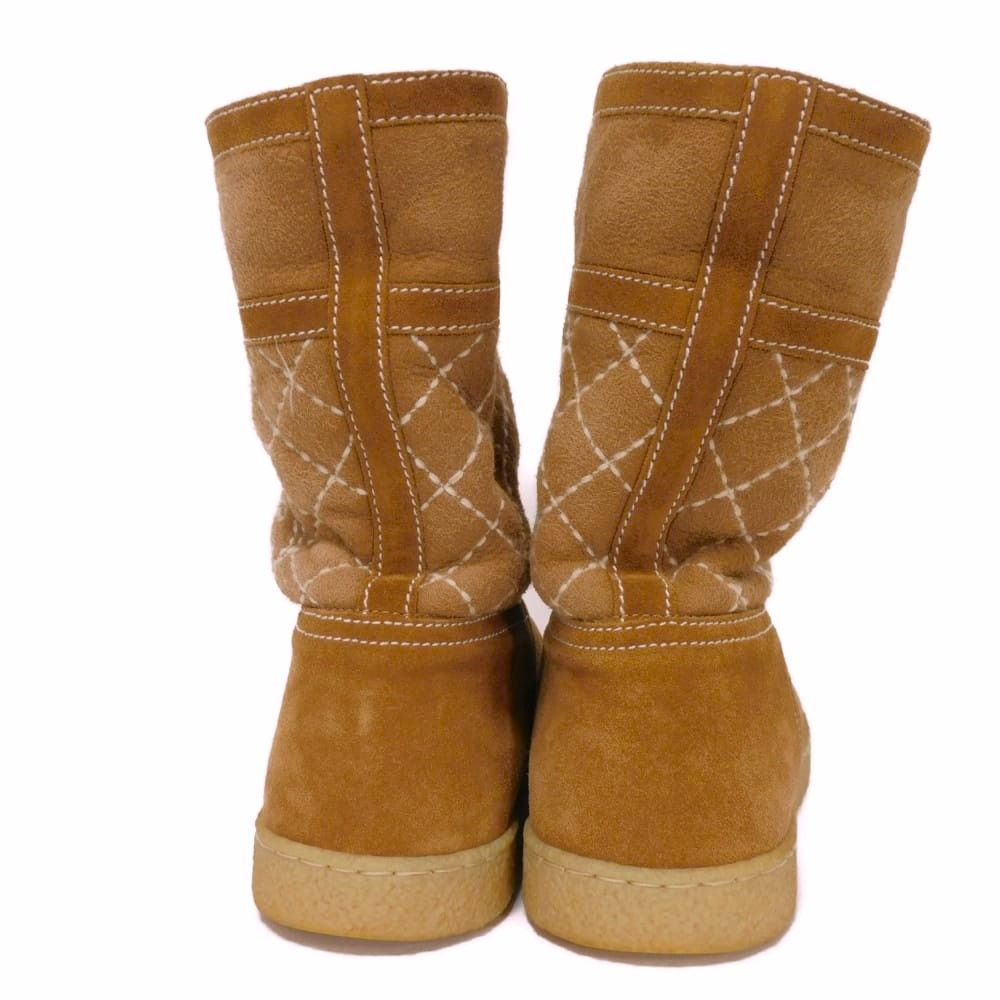 シャネル★CC ココマーク★スエードムートンブーツ★ブラウン/36.5/23.5 CHANEL - CHANEL シャネル ココマーク ムートン フリンジ ブーティ