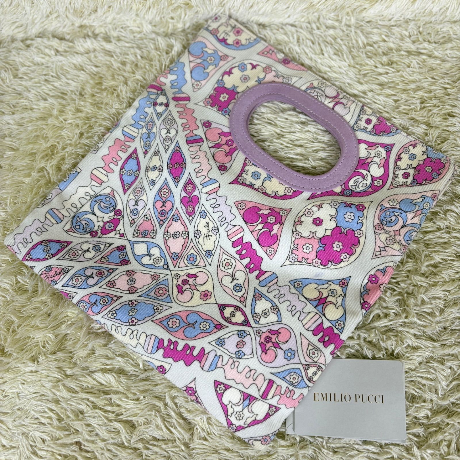 エミリオプッチ クラッチ ハンドバッグ コーデュロイ スエード ピンク