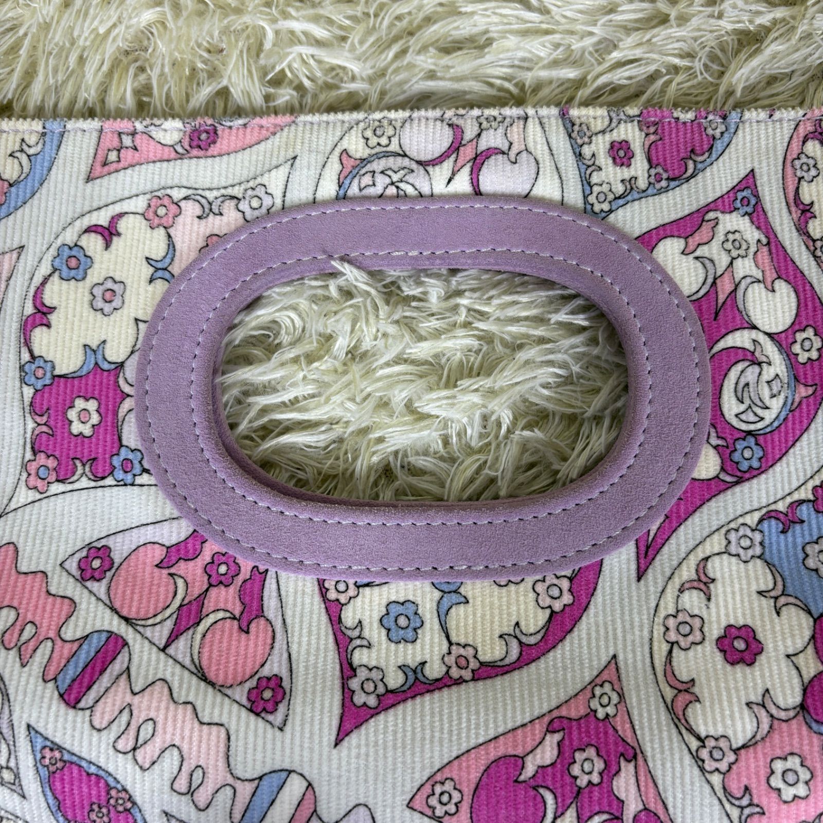 エミリオプッチ クラッチ ハンドバッグ コーデュロイ スエード ピンク