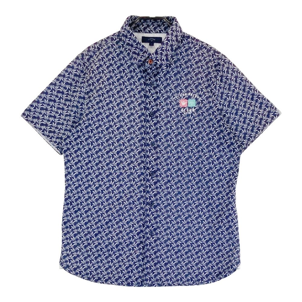 サイズ：L CALLAWAY キャロウェイ 半袖シャツ 総柄 ネイビー系 [240101554418] ゴルフウェア メンズ ストスト
